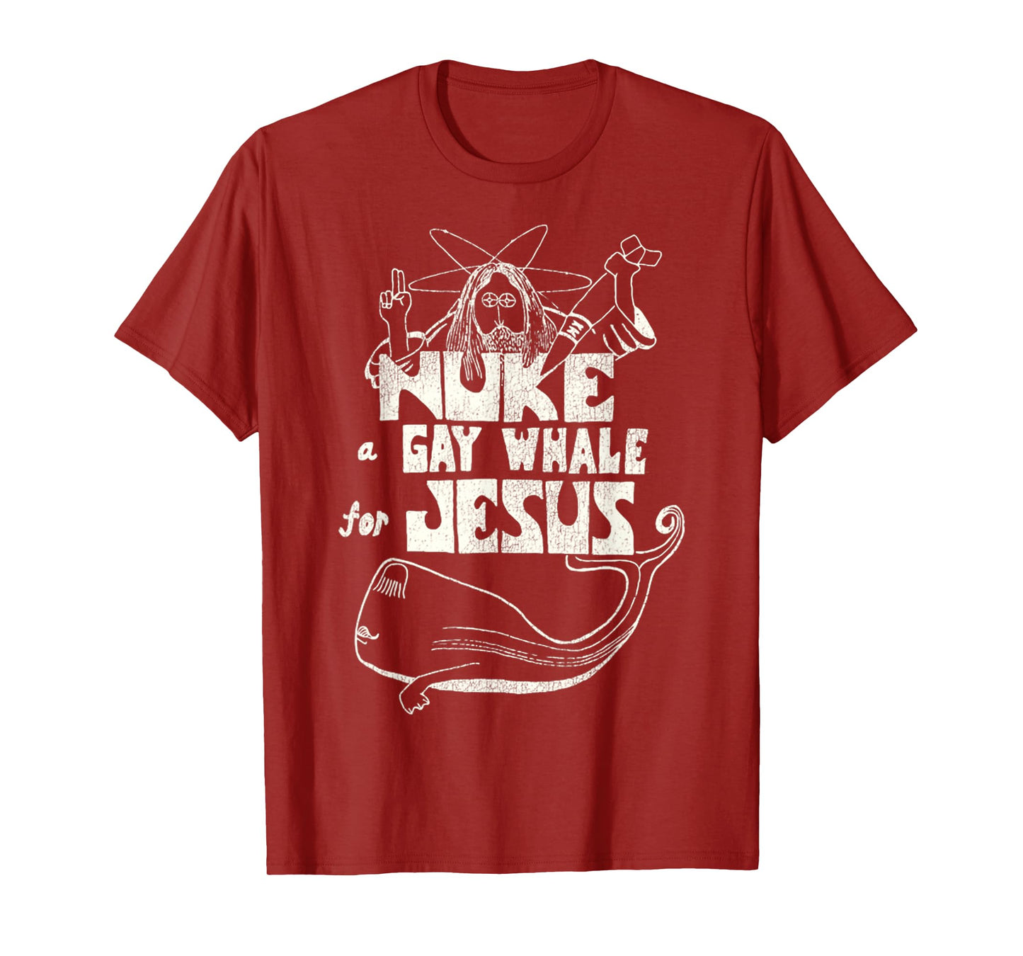 Nuke a Gay Whale For Jesus Funny Vintage 80s Social Advocacy T-Shirt