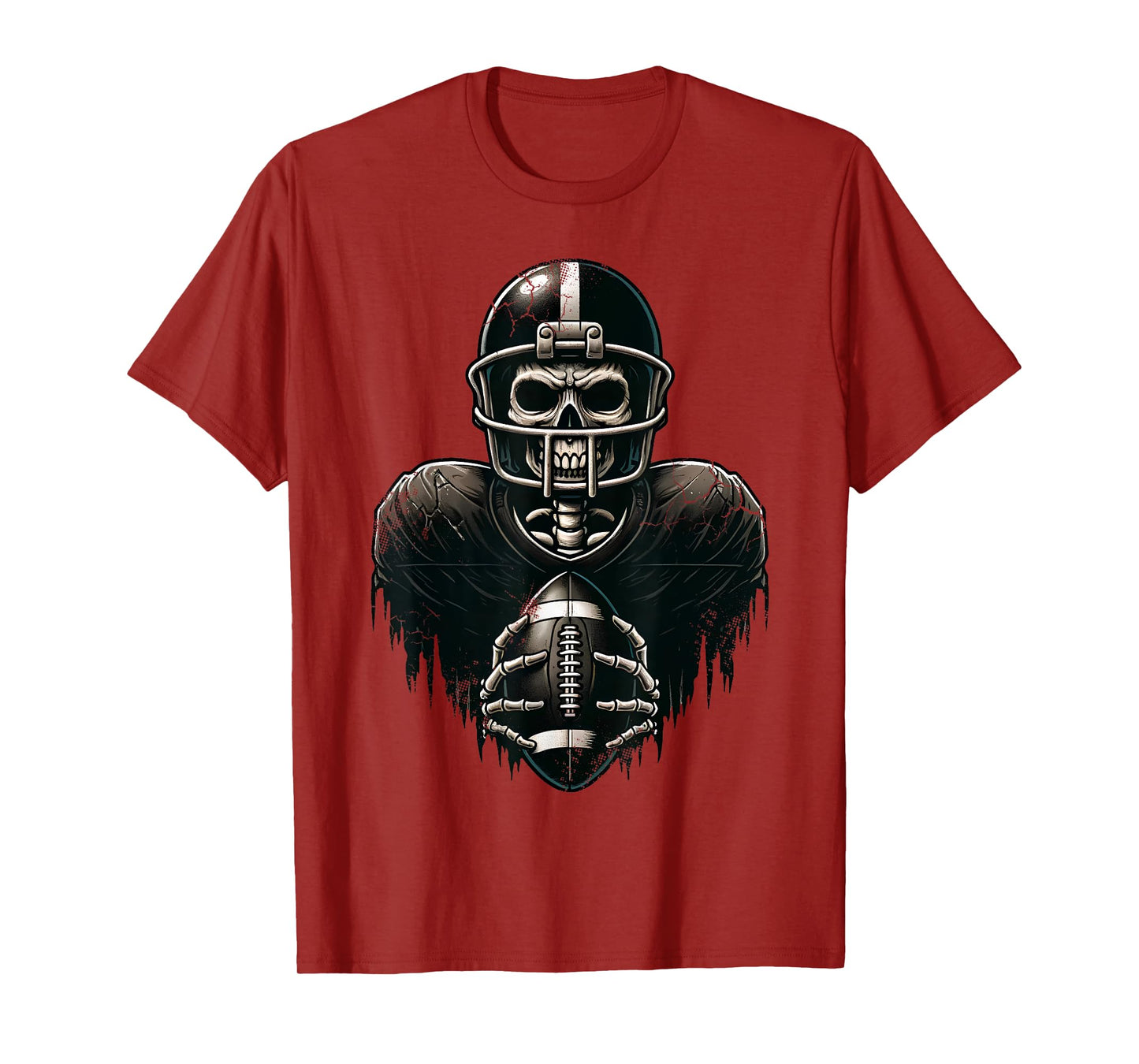 Halloween Skeleton Football Player Spooky Sports Graphic T-Shirt