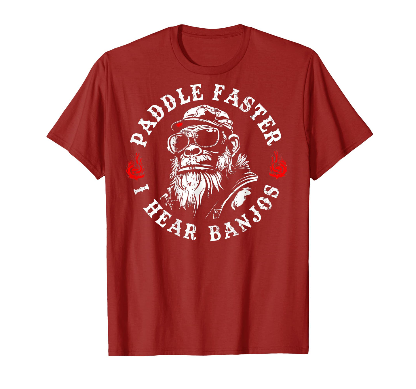 Paddle Faster I Hear Banjos Funny Monkey (On Back) T-Shirt