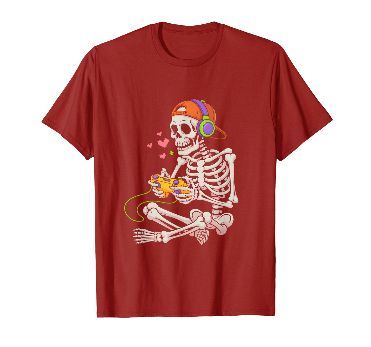 Funny Skeleton Video Game Halloween Gaming Gamer Boys Men T-Shirt