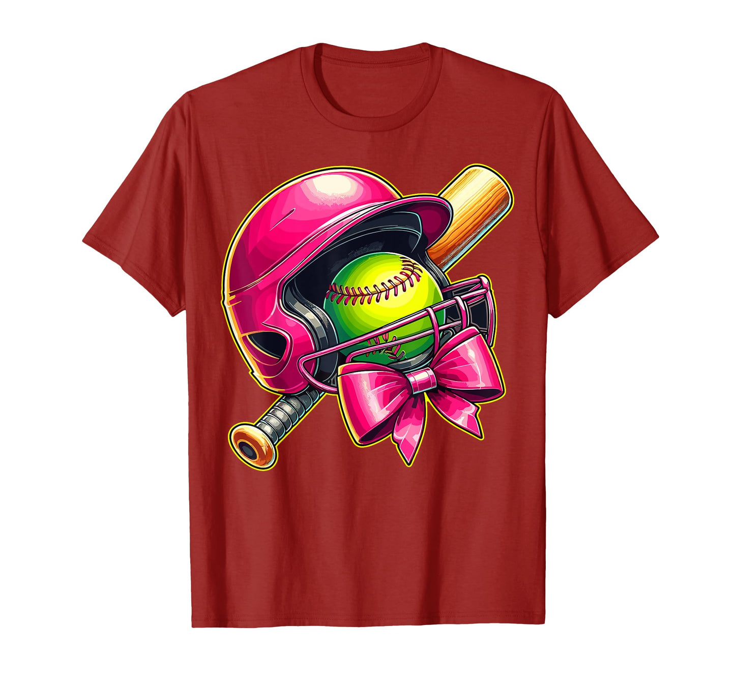 Softball Player Girl Coquette Bow Softball T-Shirt