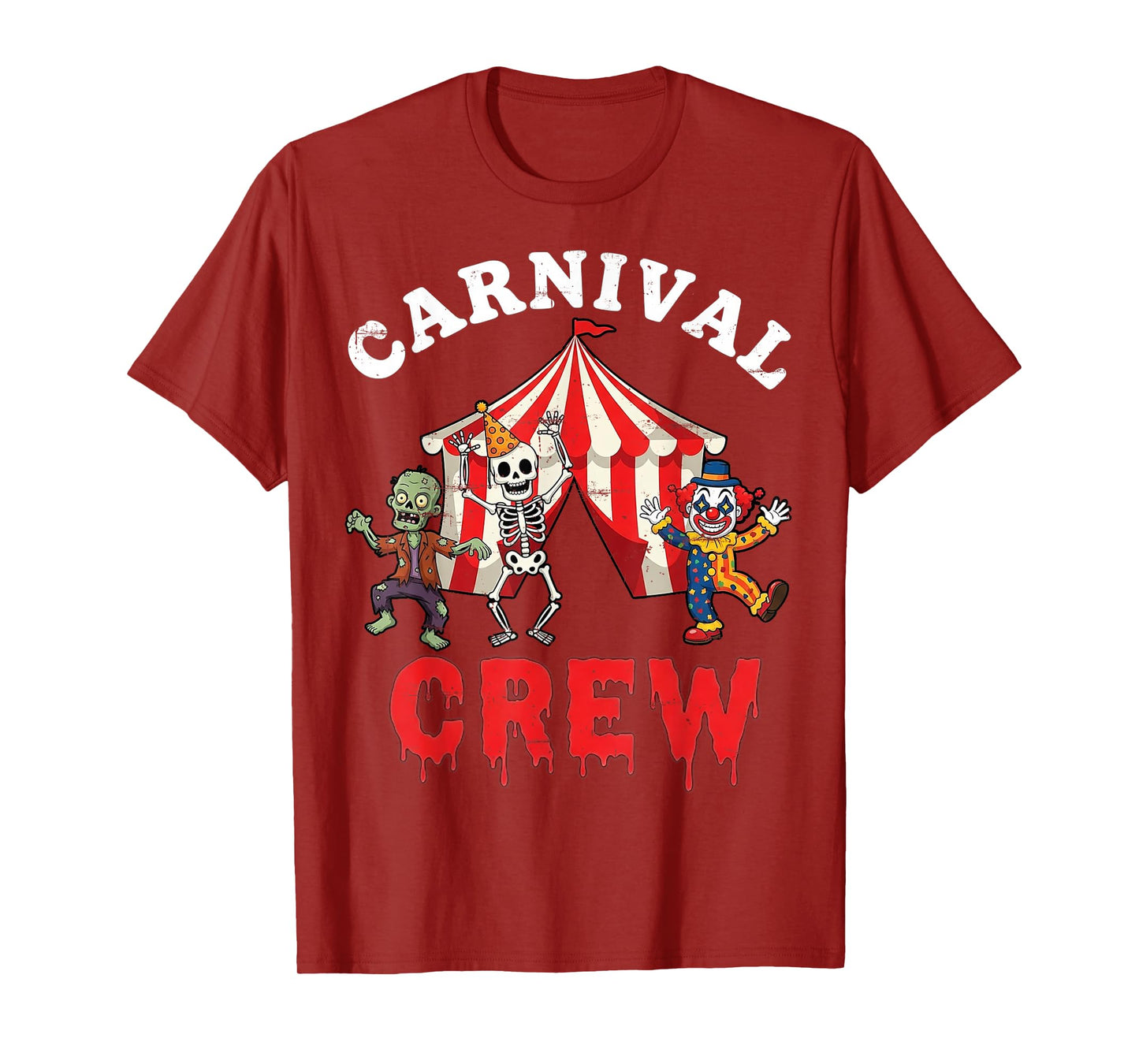 Carnival Crew Zombie Skeleton Clown Funny Halloween Circus T-Shirt