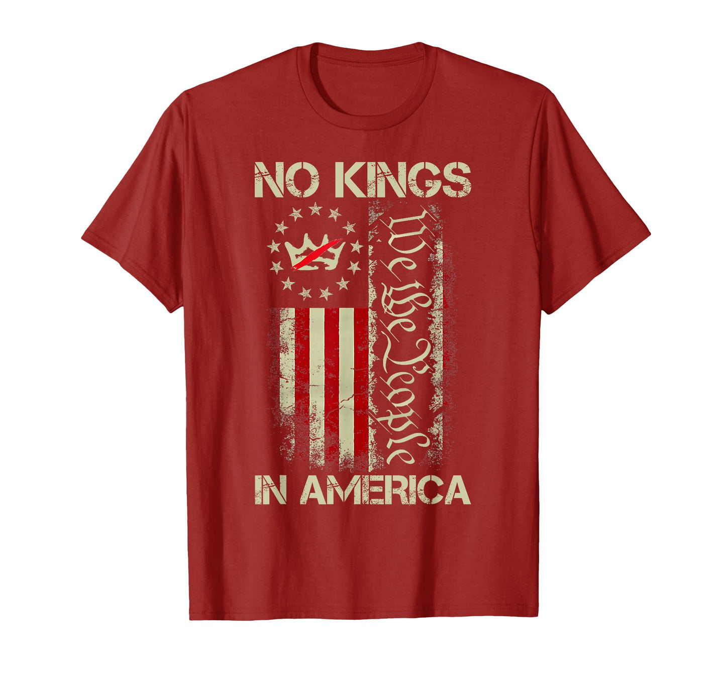 No Kings in America We The People American Flag Patriotic T-Shirt