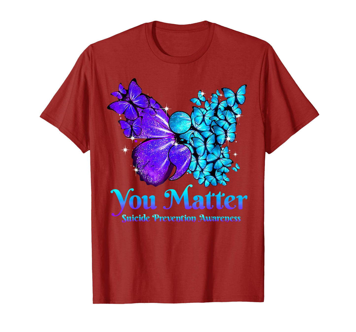 You Matter Teal Purple Butterfly Semicolon Positive Quote T-Shirt