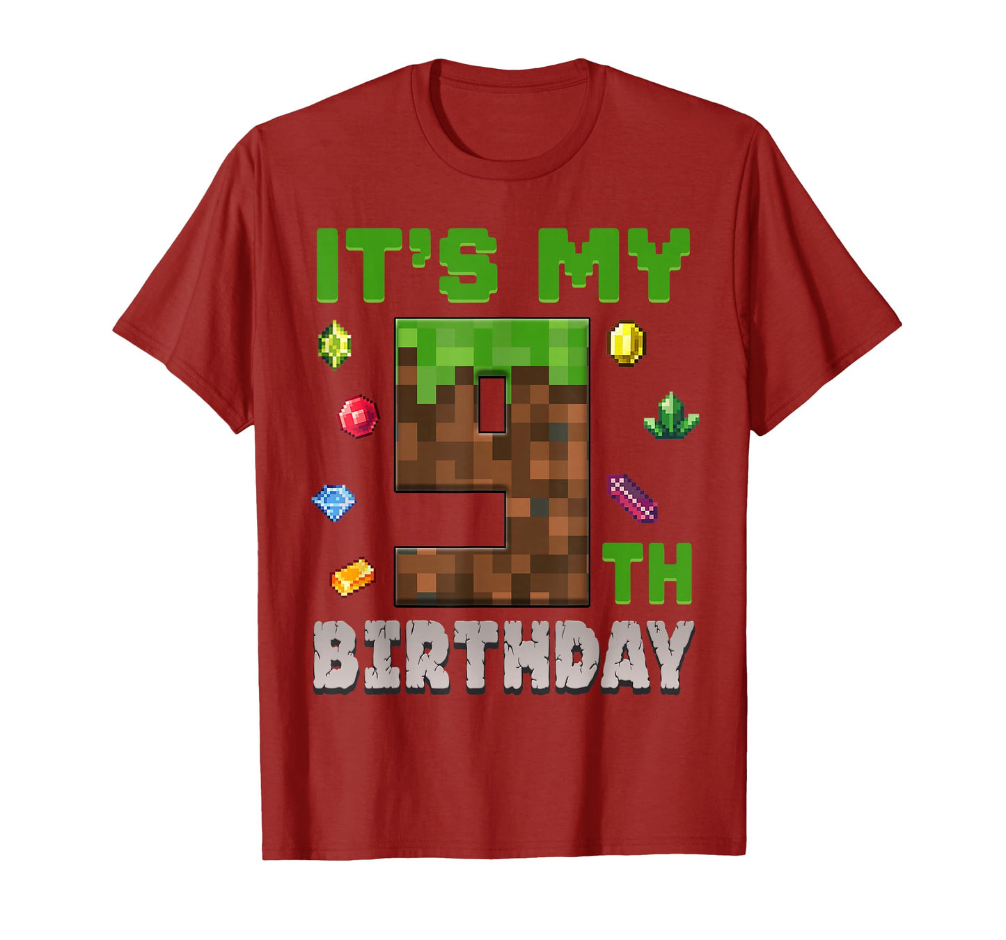 Birthday Boy It's My 9th Birthday 9 Year Old Pixel Gamer T-Shirt