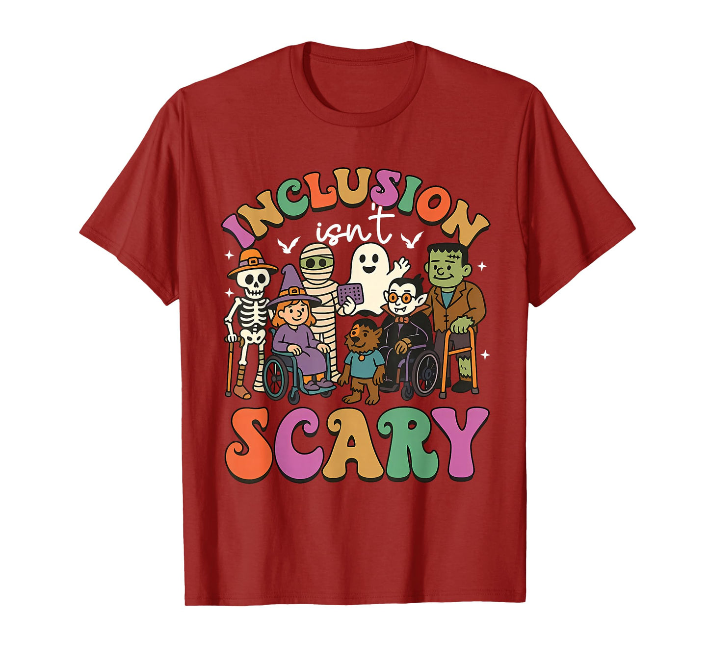 Inclusion Isn't Scary Ghost Mummy Halloween SLP Sped Teacher T-Shirt