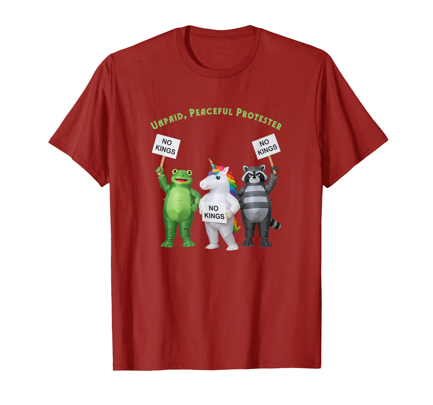 No Kings Unpaid Peaceful Protester Frog and Unicorn T-Shirt