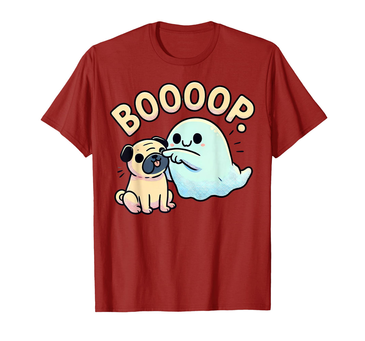 Funny Halloween Ghost Pug Boop Silly Puppy Dog Humor Men Women Kids T-Shirt