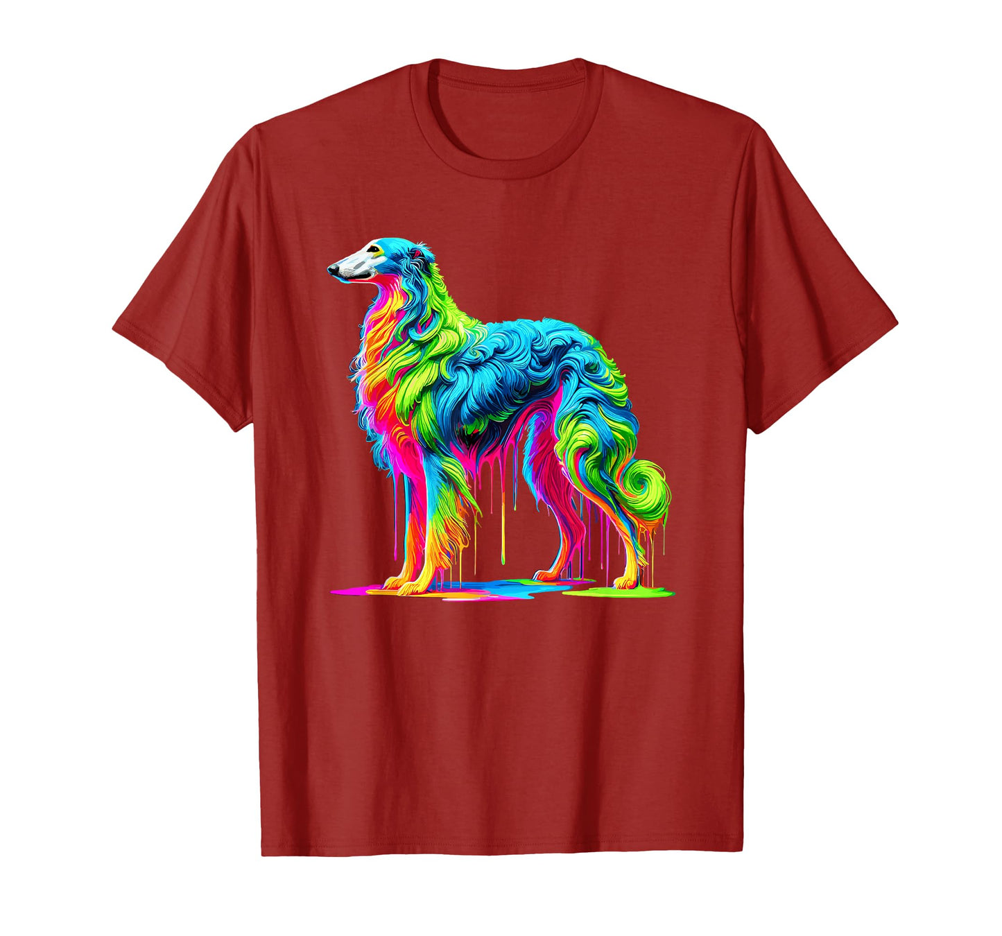 Dripping Paint Art Borzoi Russian Hunting Sighthound T-Shirt
