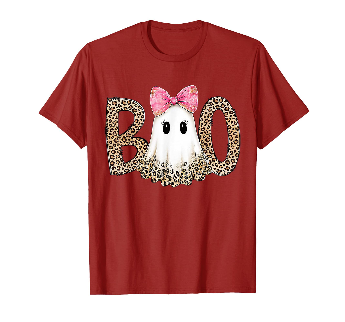 Preppy Leopard Ghost Boo Halloween T-Shirt