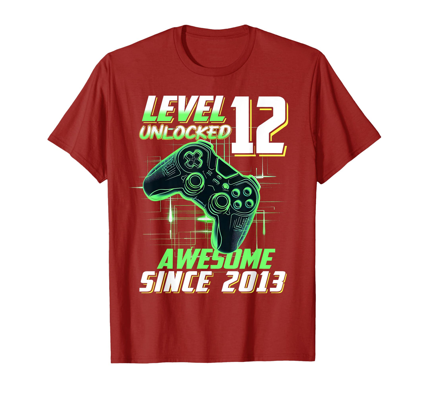 Level 12 Unlocked Awesome Since 2013 12th Birthday Gaming T-Shirt