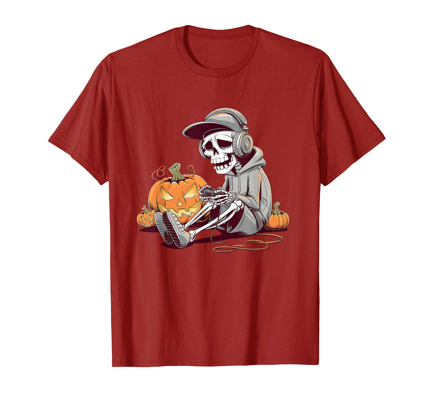 Halloween Skeleton Gamer Video Gaming Boys Men Kids Tees T-Shirt
