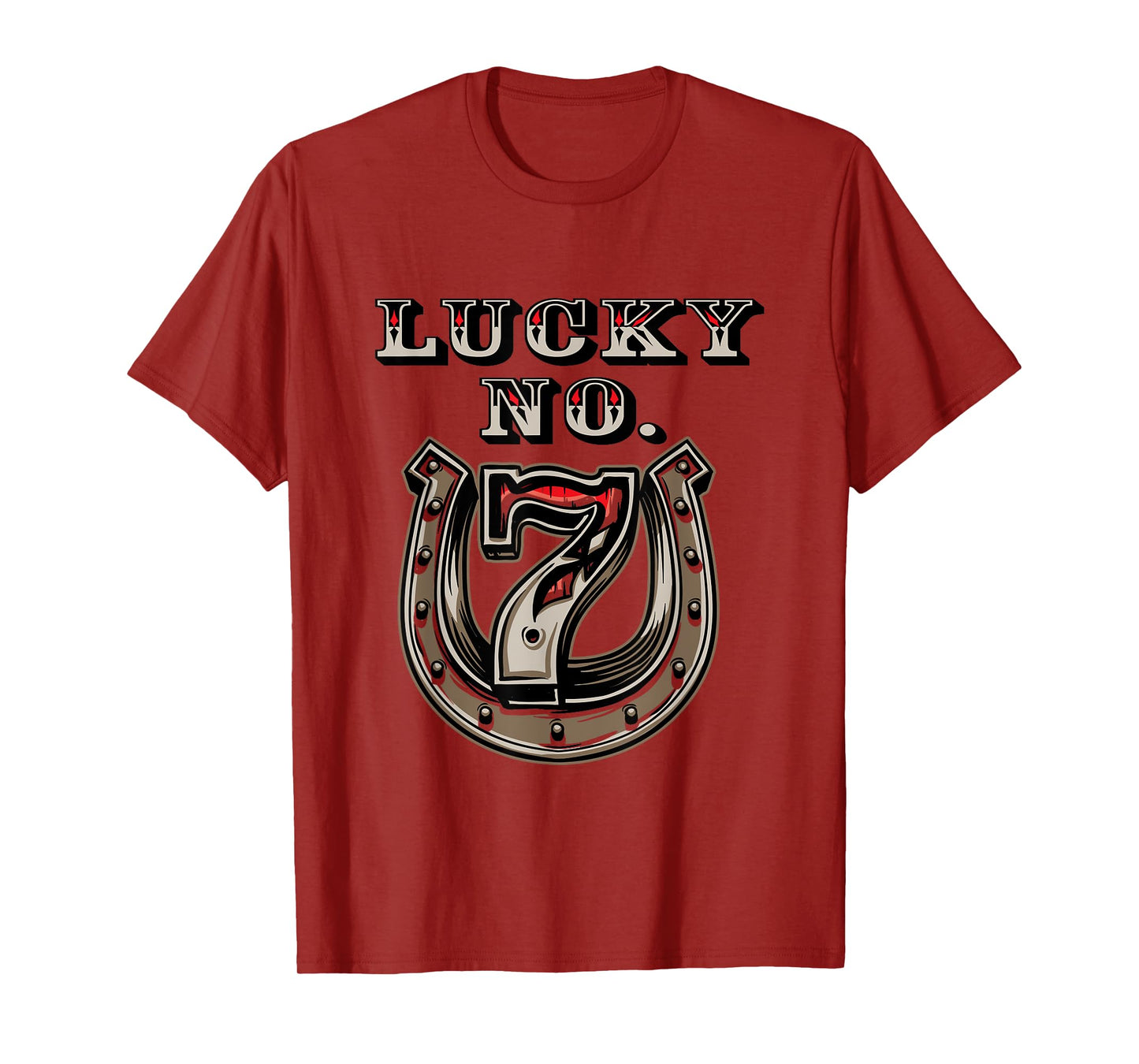Lucky Number 7 Seven Horse Shoe Good Luck T-Shirt