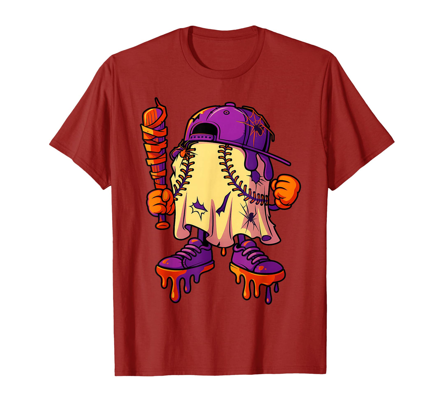 Funny Baseball Ghost Halloween Drip Baseball Boys Youth T-Shirt