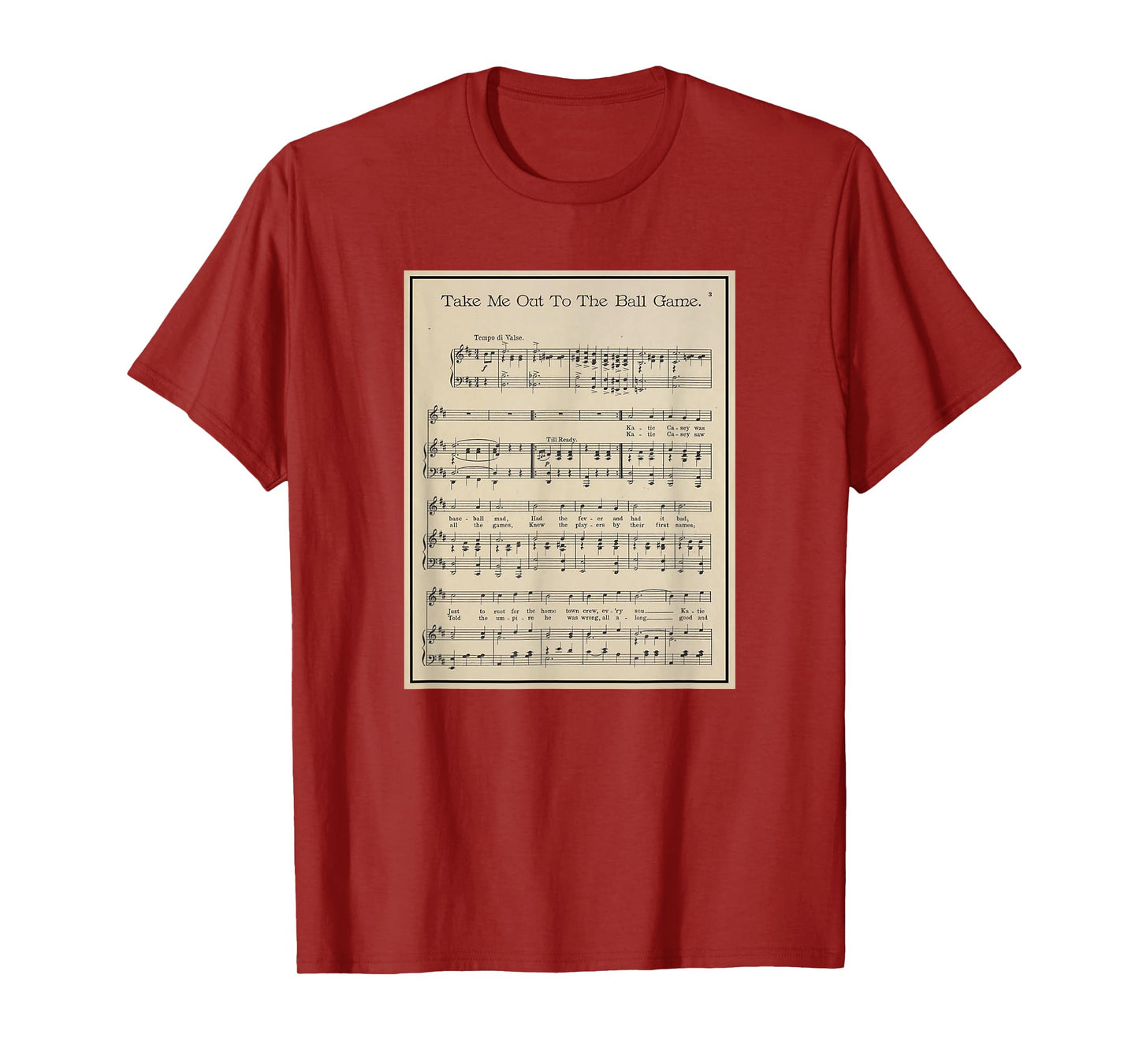 Take Me Out To The Ball Game Song Sheet Music T-Shirt