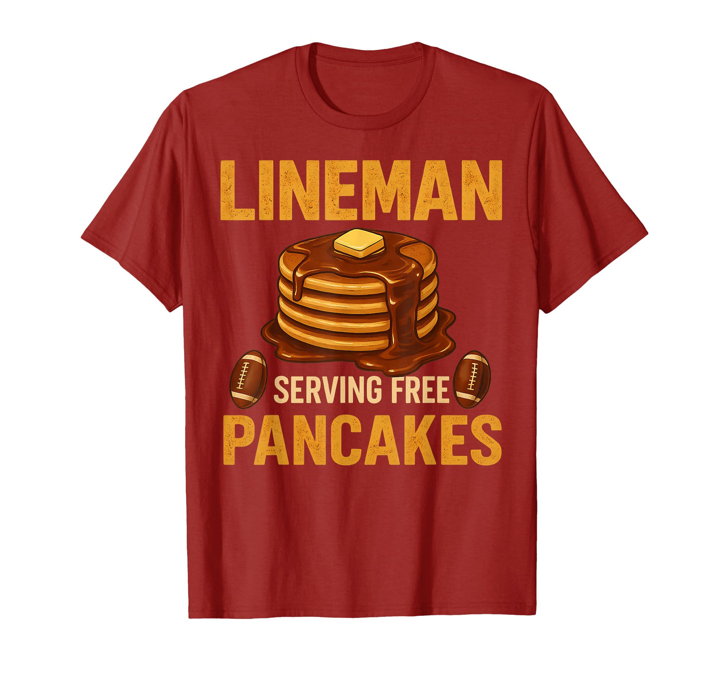 Lineman Serving Pancakes Daily Funny Vintage Football T-Shirt