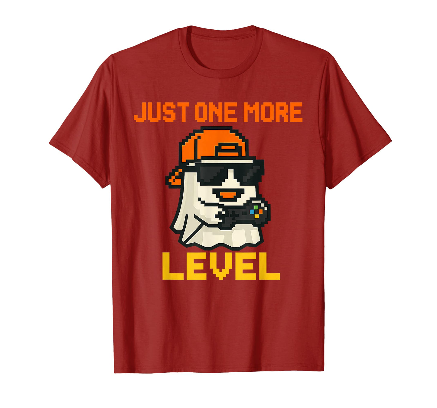 Just One More Level Ghost Gamer Funny Pixel Video Gaming Boy T-Shirt