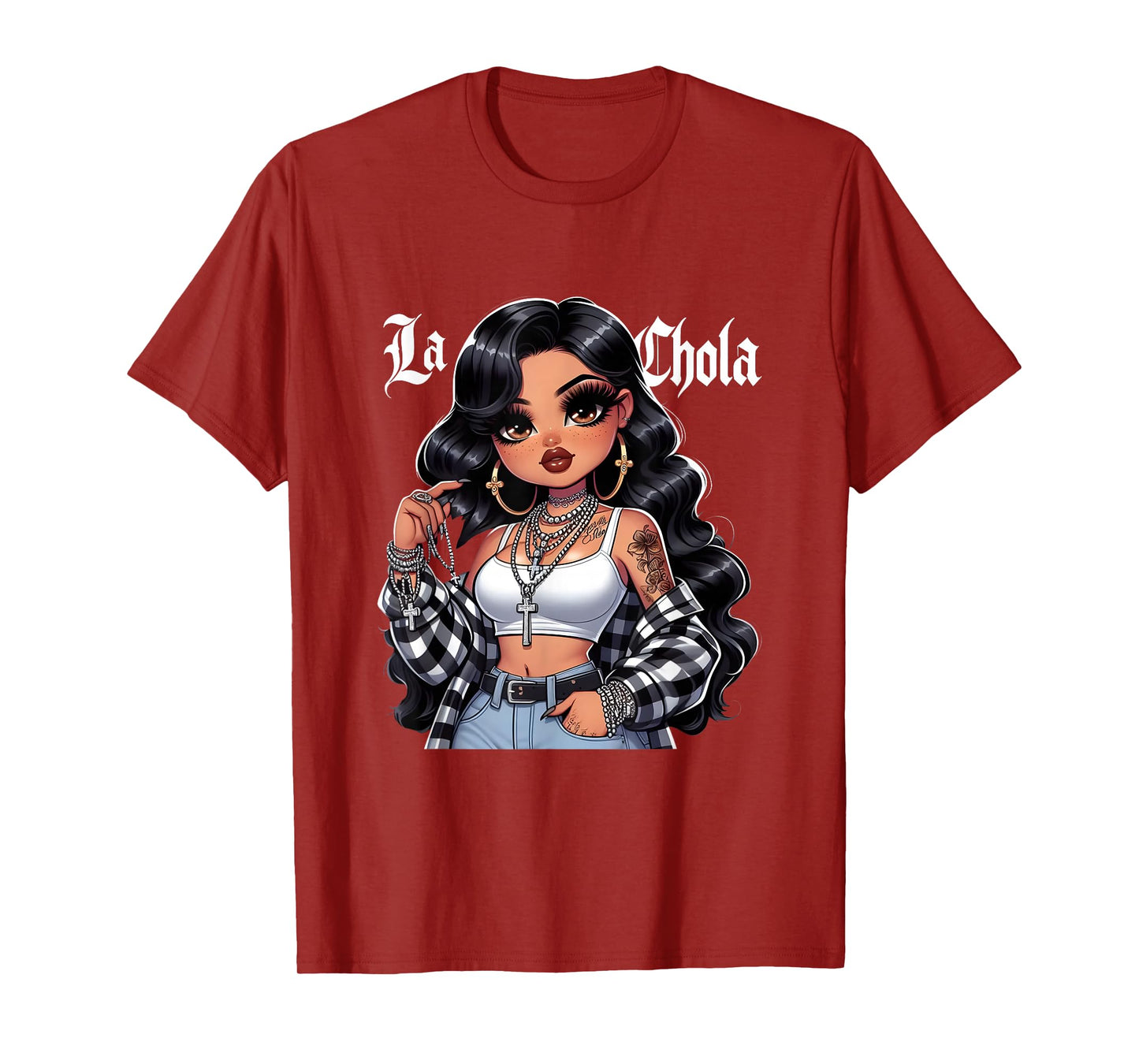 Chola Chibi Girl Hispanic Heritage Month Brown Pride Chicana T-Shirt