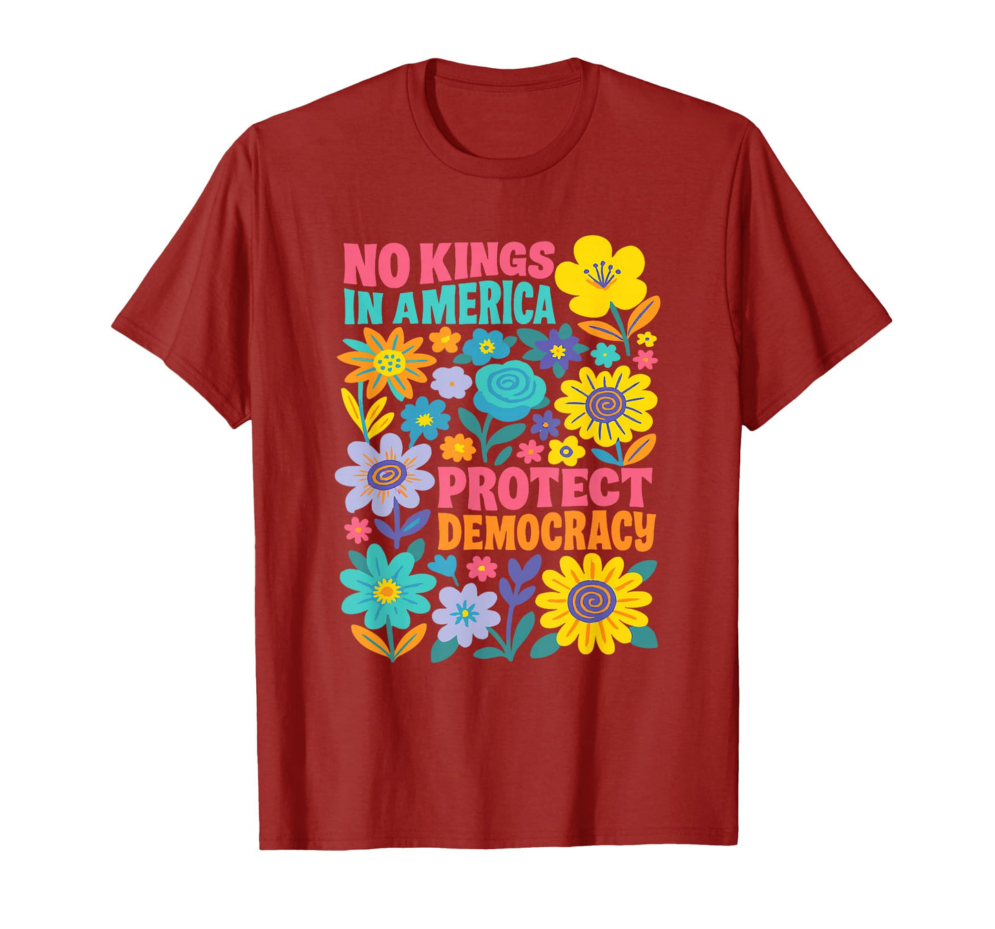 No Kings in America We The People Retro Boho Floral lovers T-Shirt