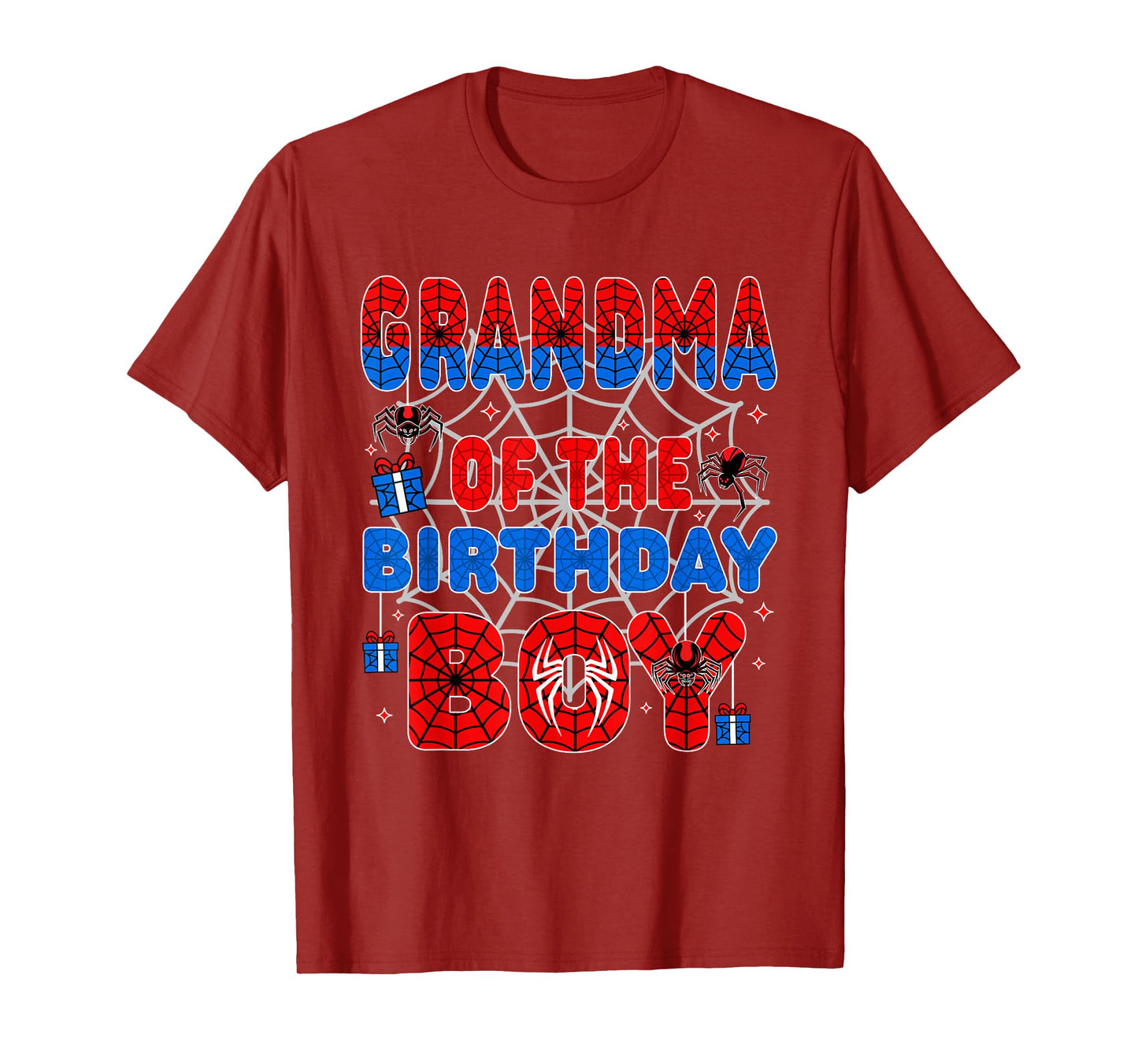 Spider Web Birthday Party Grandma of The Birthday Boy T-Shirt
