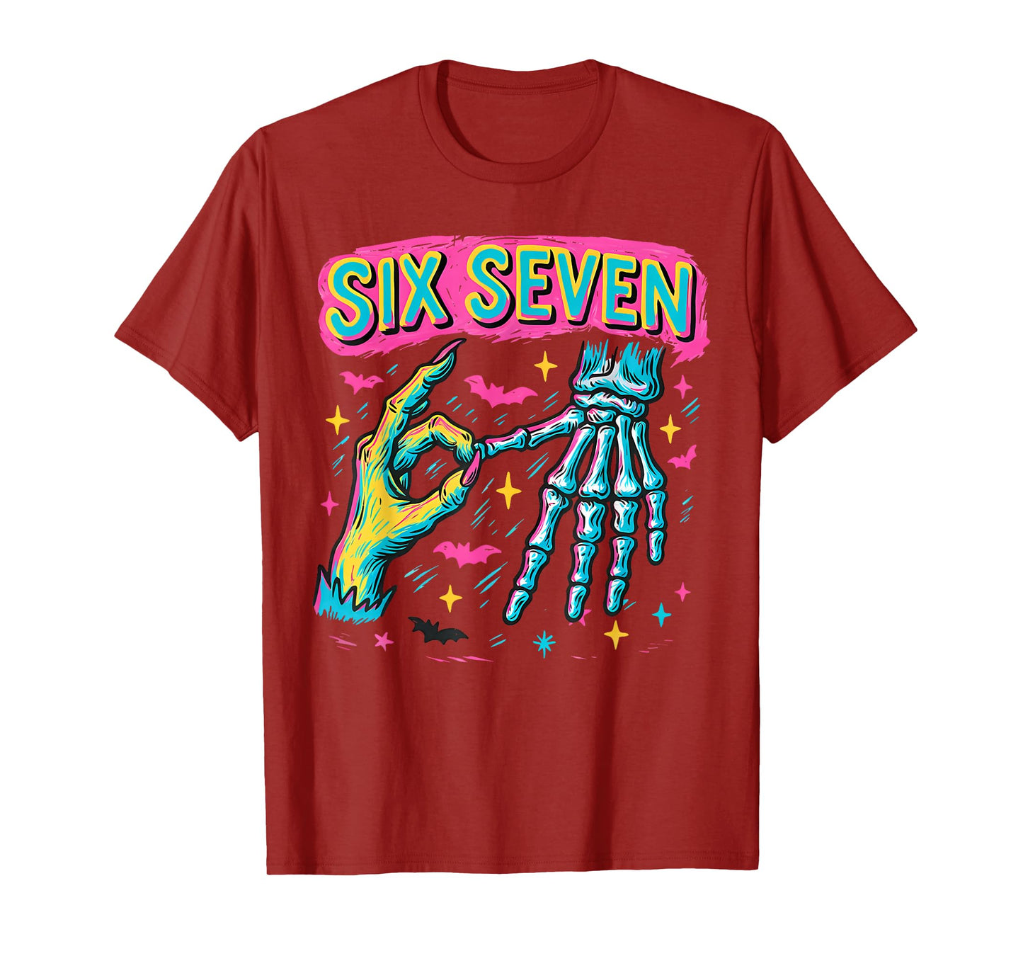 Six Seven 67 Hand Sign Skeleton Halloween Costume Men Women T-Shirt