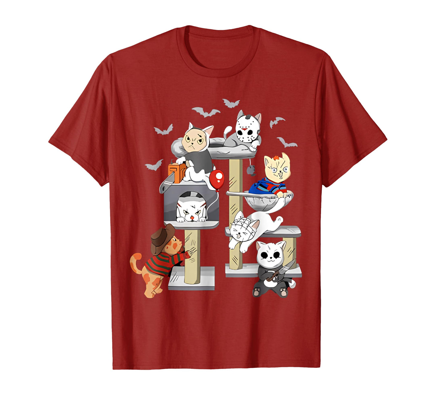 Funny Cat Horror Movies Cute Halloween Cat Lovers Matching T-Shirt