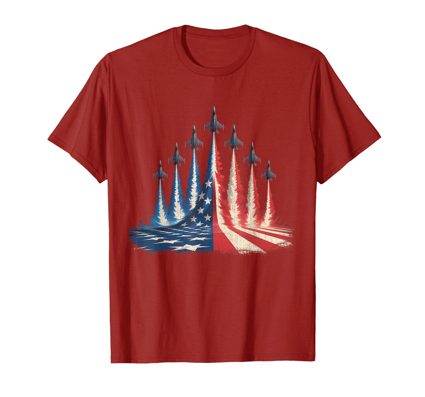 Fighter Jet American Flag 4th of July Tee T-Shirt