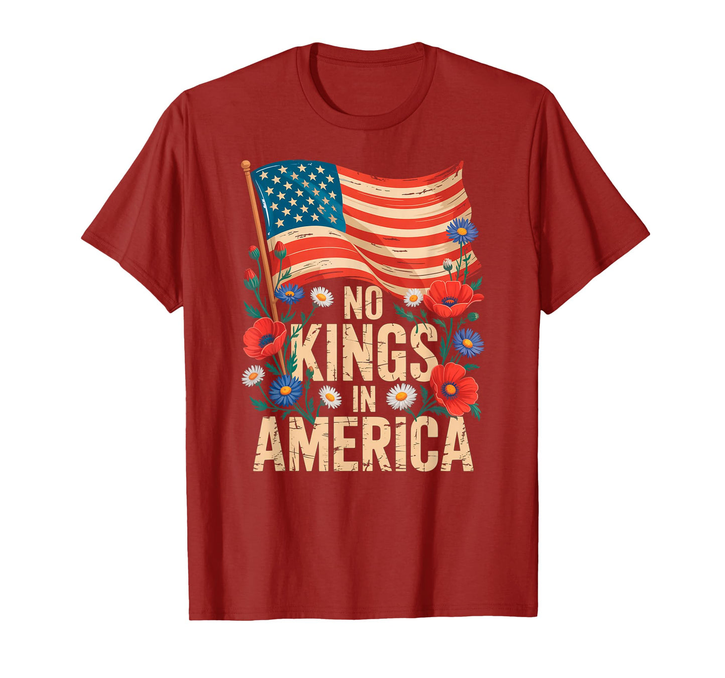 No Kings in America Flag Floral Women T-Shirt