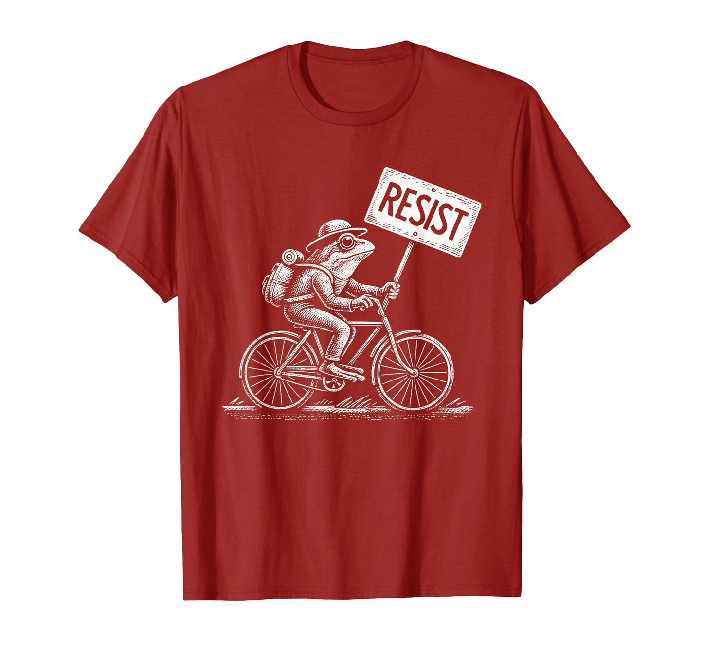 Vintage Frog On Bike Resist Portland Frog Protest Men Women T-Shirt