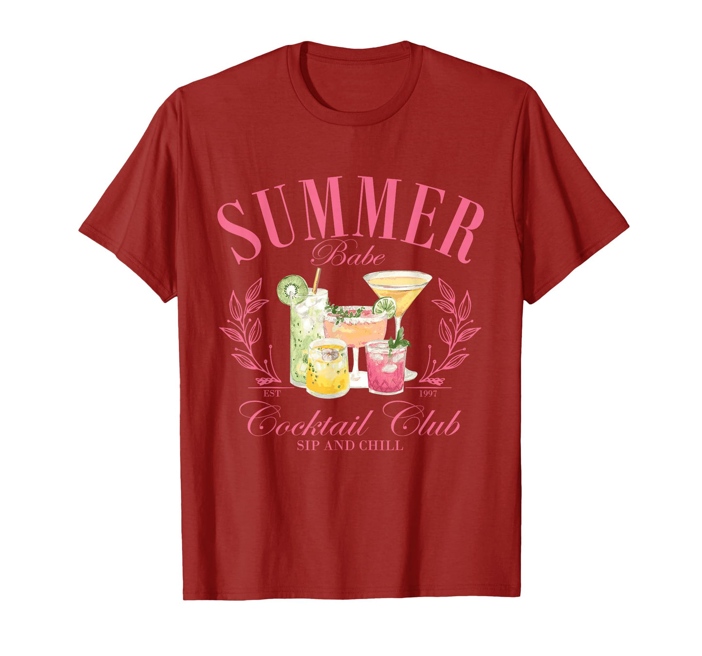 Summer Babe Cocktail Club Sip and Chill Desig T-Shirt