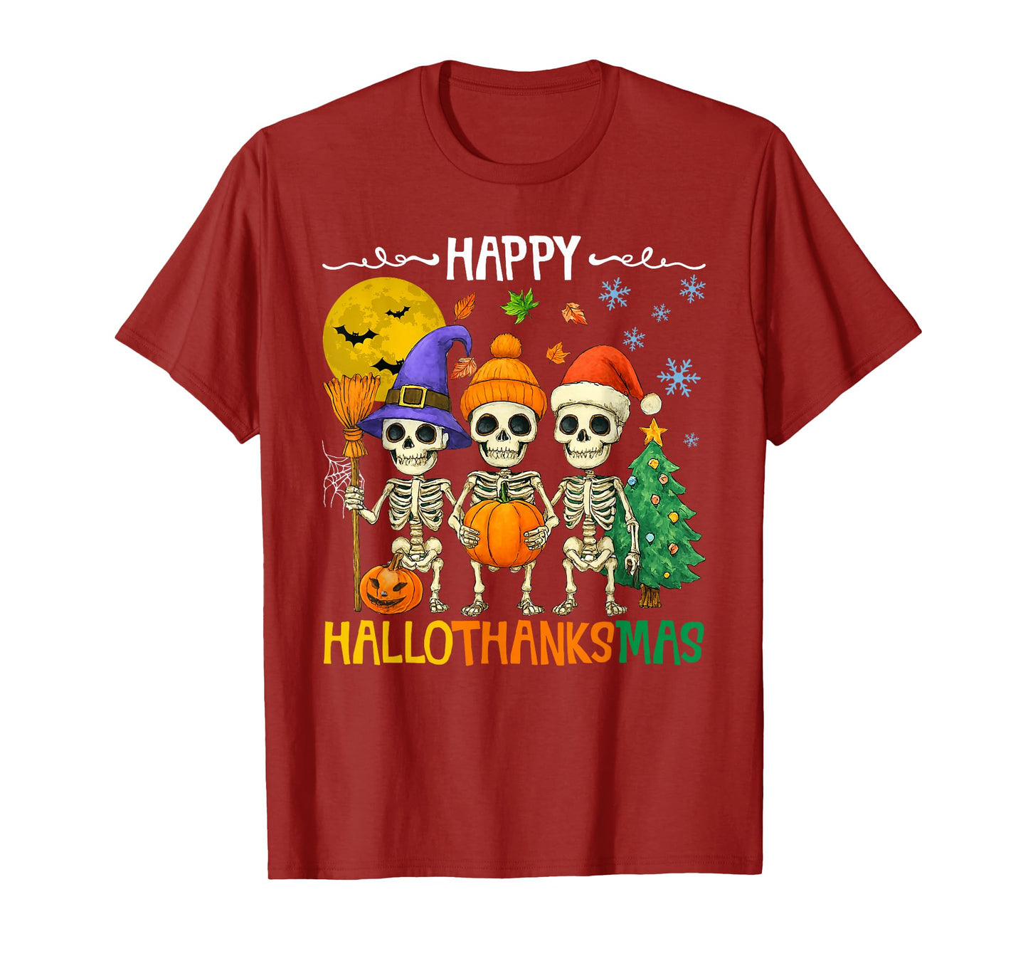 Happy Hallothanksmas Skeleton Meme Funny Holiday Mashup T-Shirt