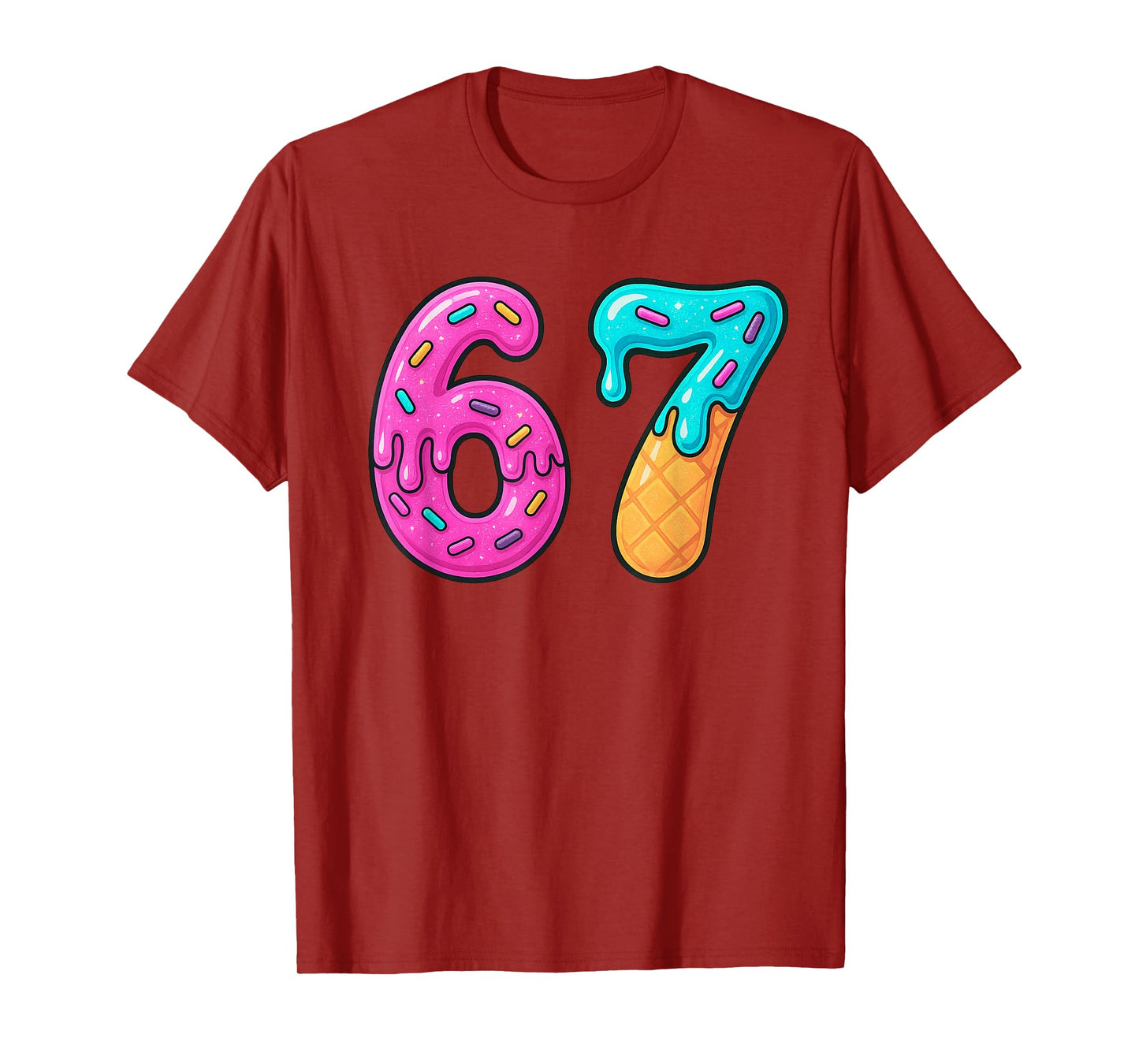 6 7 Meme Cool Number Ice Cream Drip 67 T-Shirt