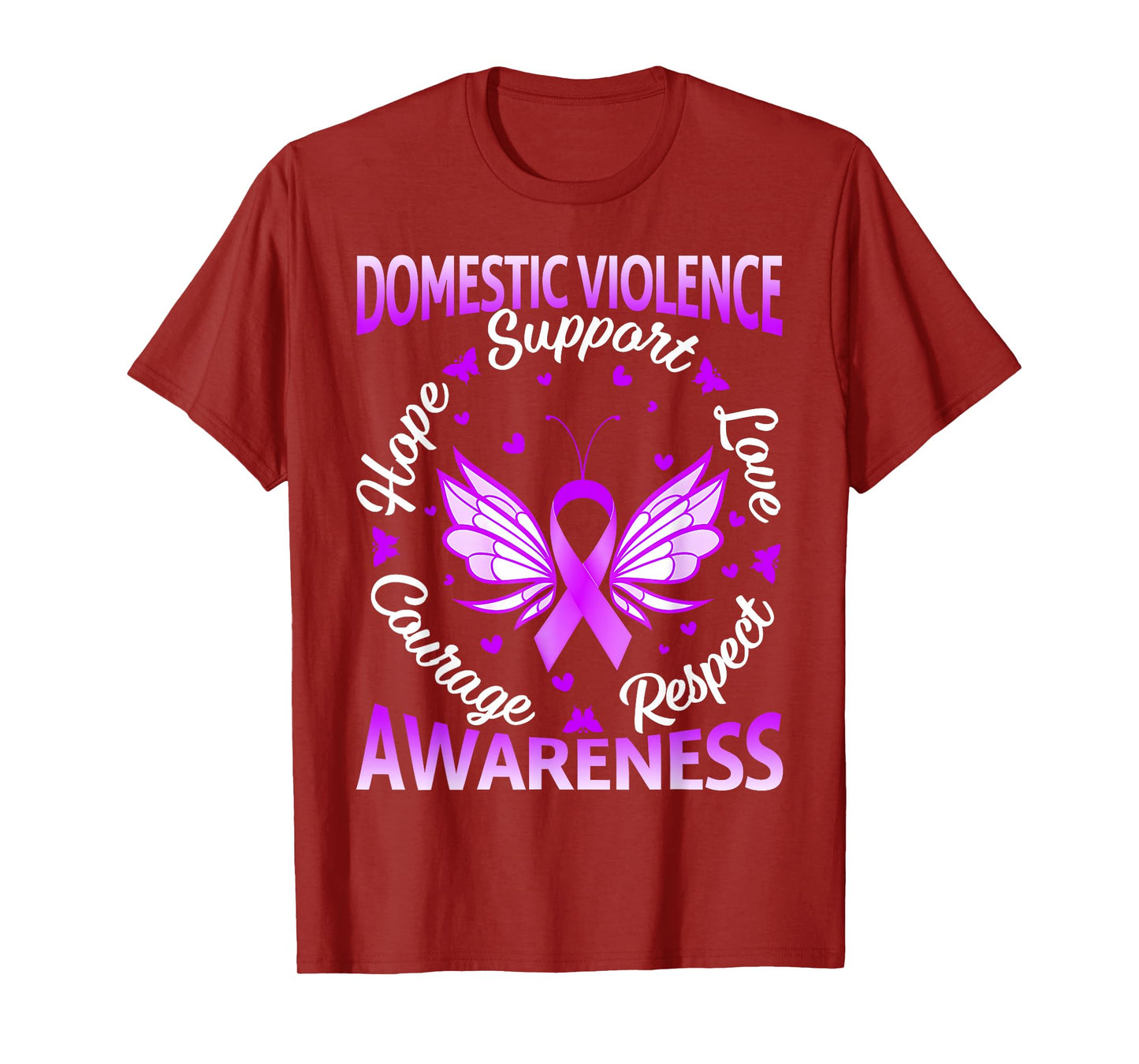 Domestic Violence Awareness Love Support Purple Butterflies T-Shirt
