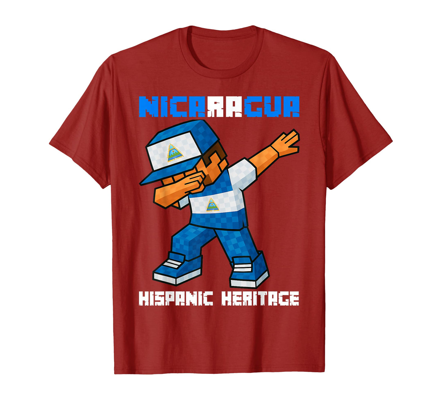 Nicaragua Dab Boys Game Pixel Hispanic Heritage Nicaraguan T-Shirt