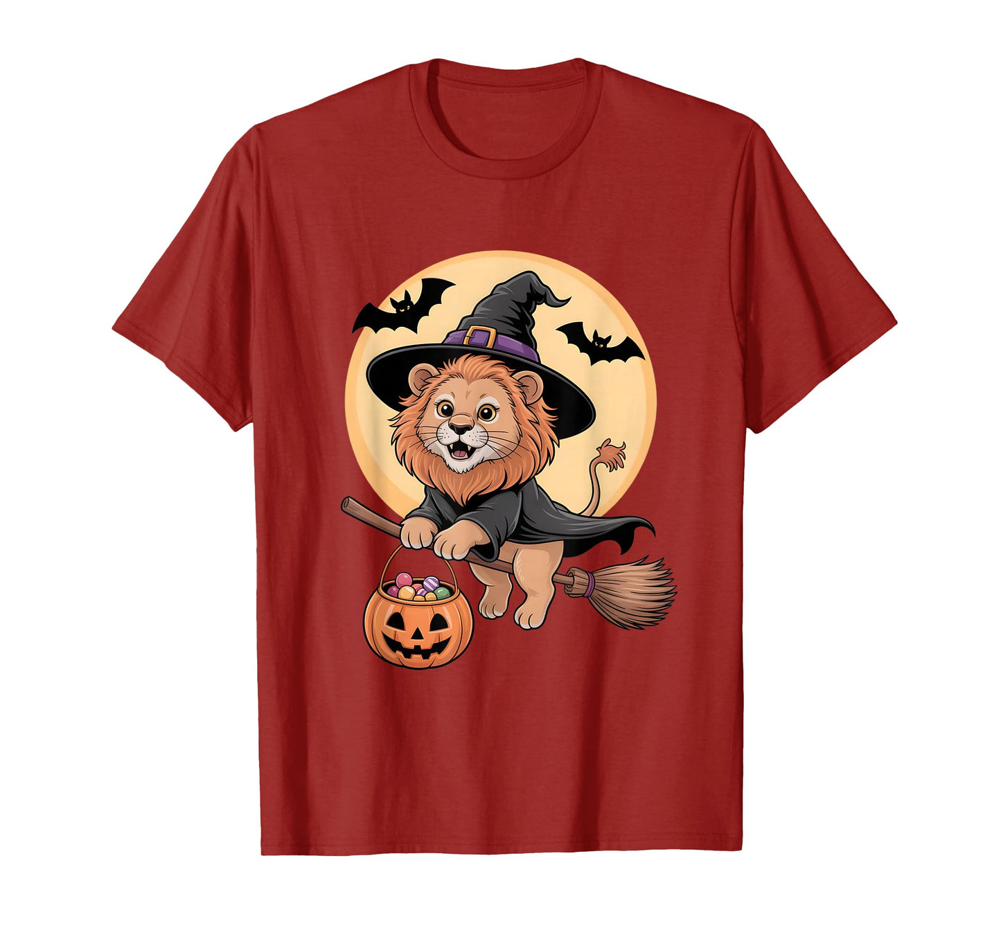Lion Witch Hat Pumpkin Halloween Costume Men Women Kids T-Shirt