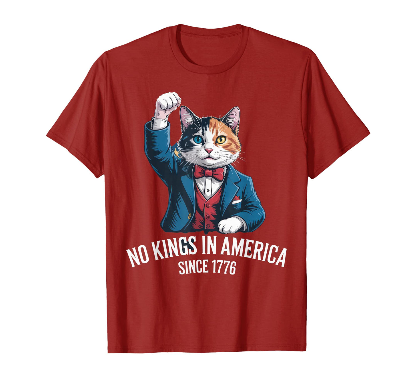 No Kings in America Funny Cat Lovers Patriotic Statement T-Shirt