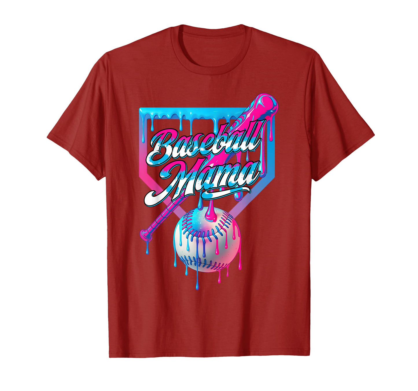 Funny Mama Mom Mothers Day Baseball Ice Cream Drip Birthday T-Shirt