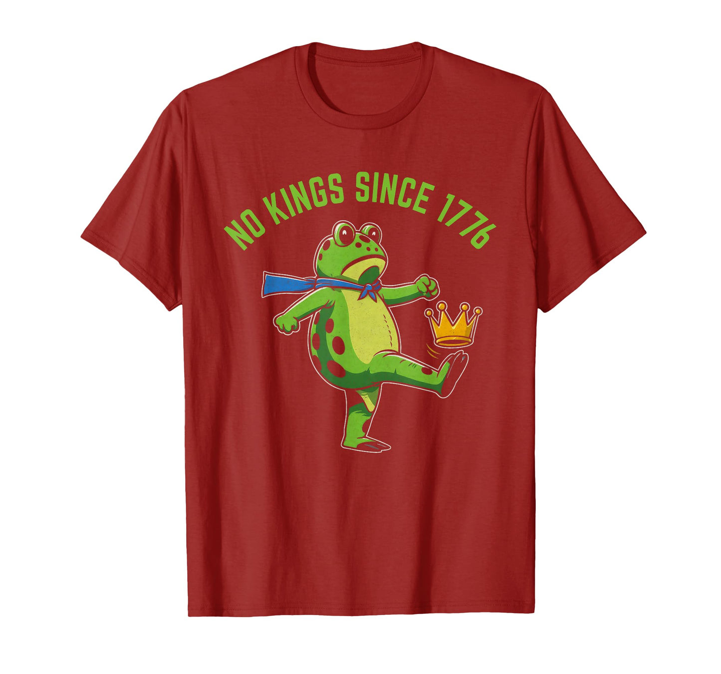 No Kings Since 1776 Portland Frog Kicking Crown Retro T-Shirt