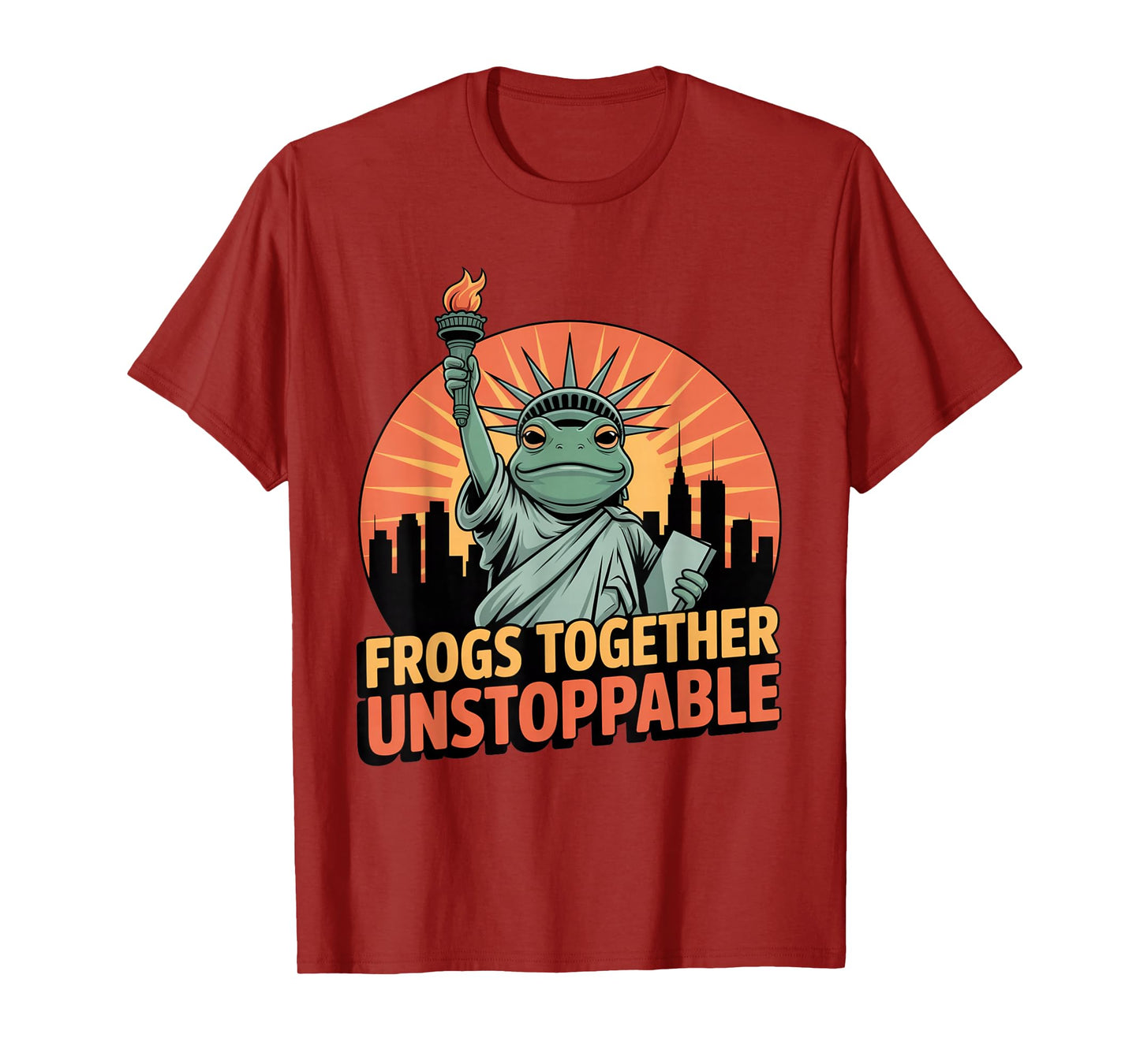 Frog Statue of Liberty Frogs Together Unstoppable No Kings T-Shirt