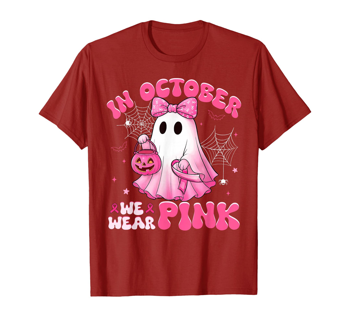 Halloween in October We Wear Pink Breast Cancer Awareness T-Shirt