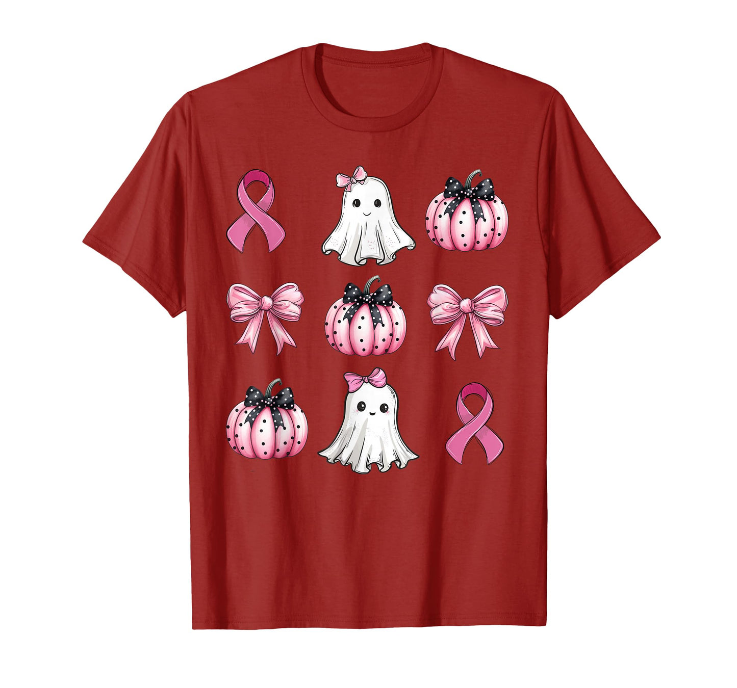Breast Cancer Awareness Coquette Pink Pumpkin Ribbon Women's T-Shirt