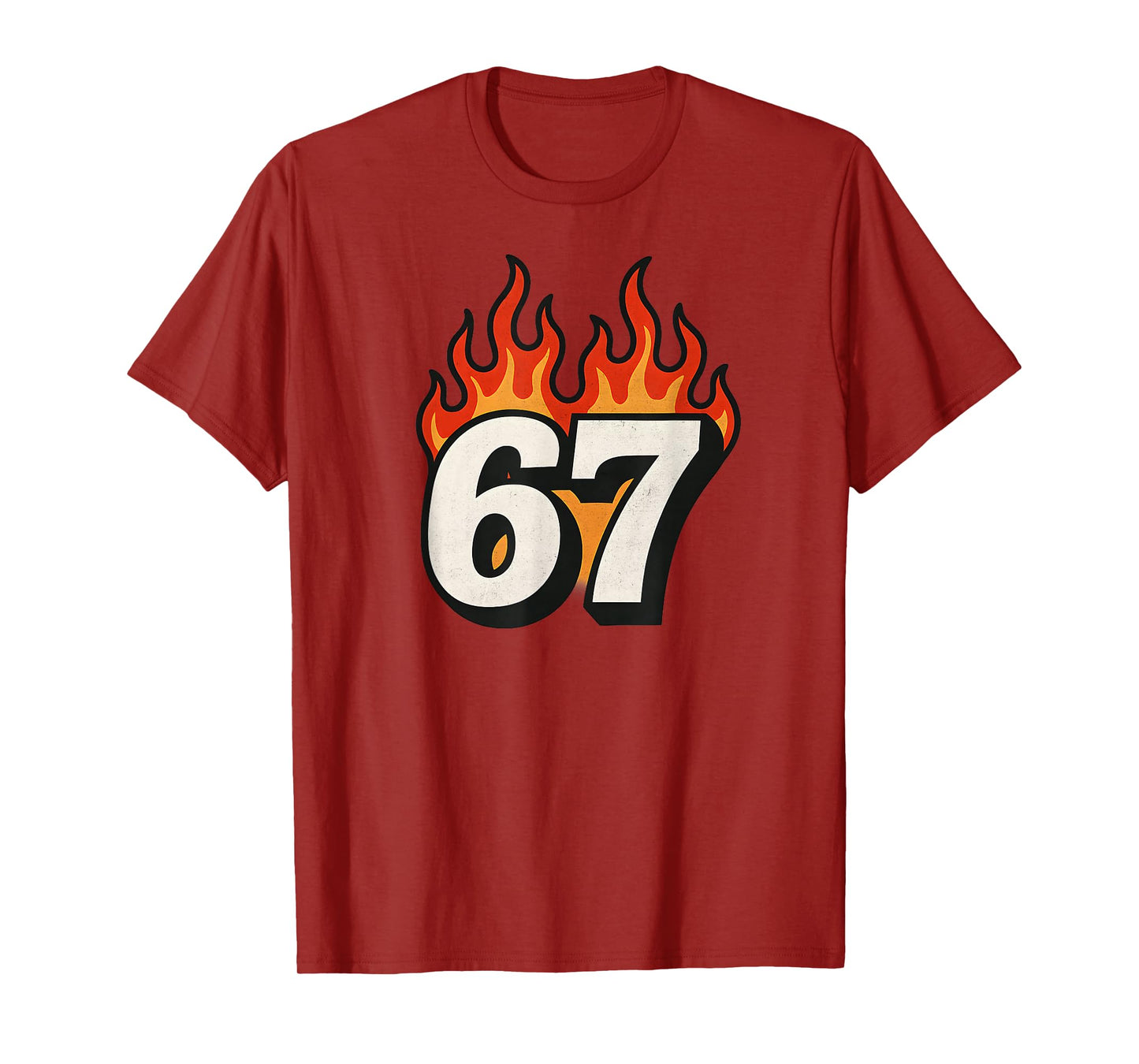 67 Meme 6 7 Numbers Fire Six Seven Flames Funny Boys Kids T-Shirt