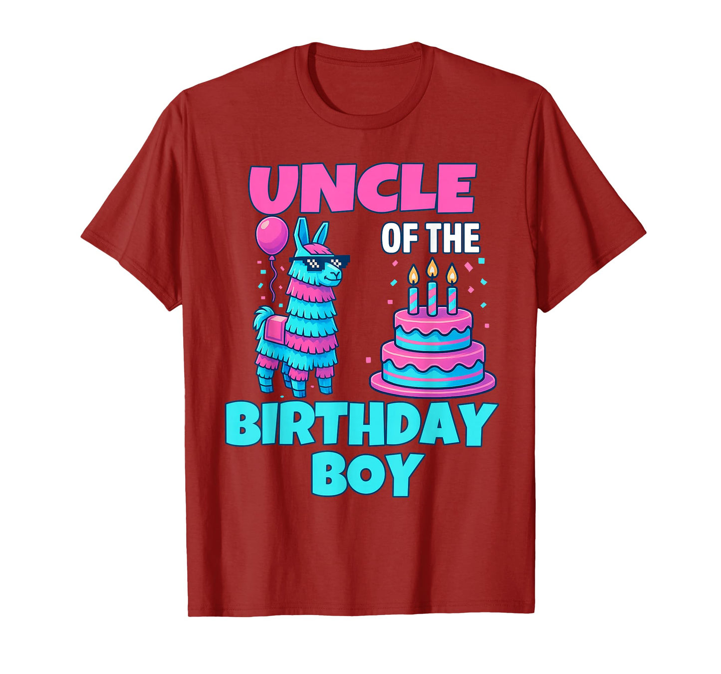 Uncle of Birthday Boy Llama Pinata Party family mathing men T-Shirt