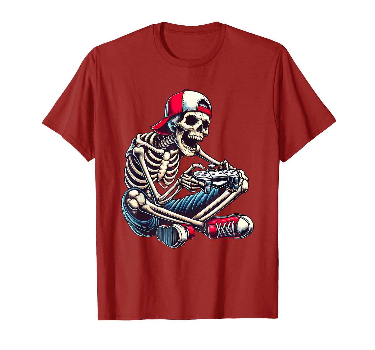 Halloween Skeleton Gamer Video Gaming Boys Girls Men Women T-Shirt