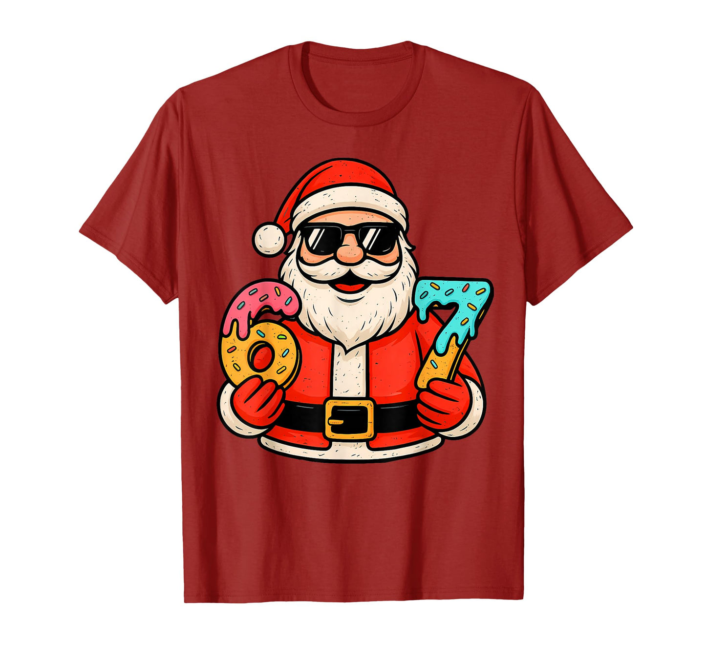 Funny Santa 67 Ice Cream Drip Christmas Xmas Teens Boys Kids T-Shirt