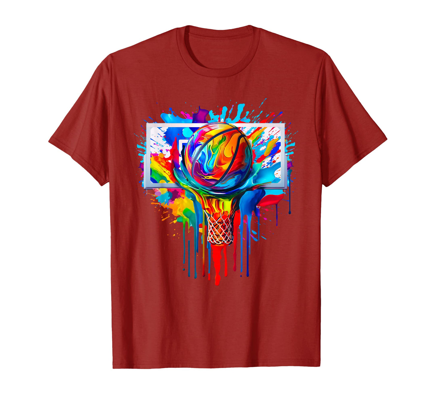 Colorful Basketball Ball Tie Dye Splatter Slam Dunk Hoop Net T-Shirt