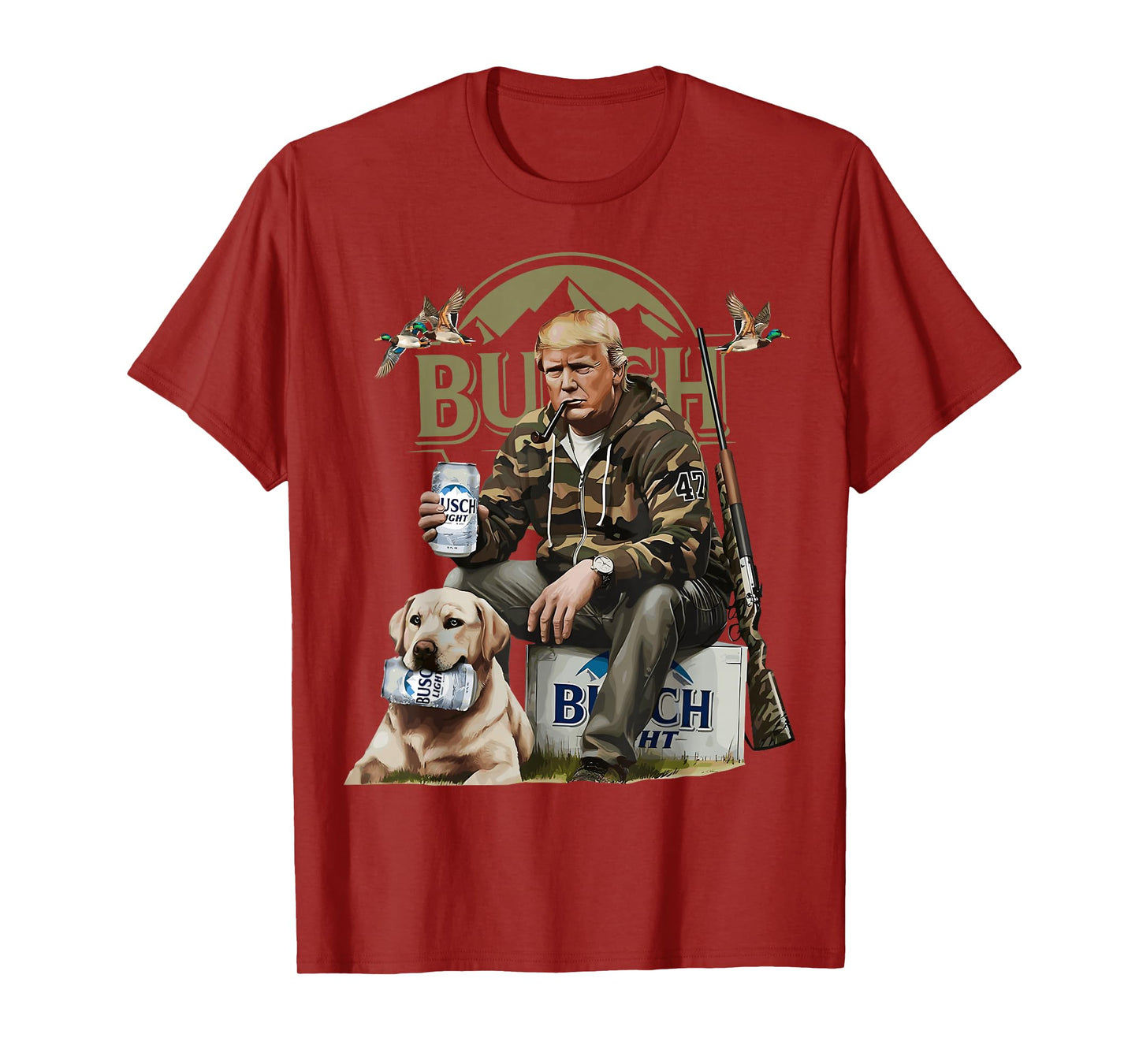 Retro Trump Hunting Deer Funny Beer Drinking Beer Hunting T-Shirt