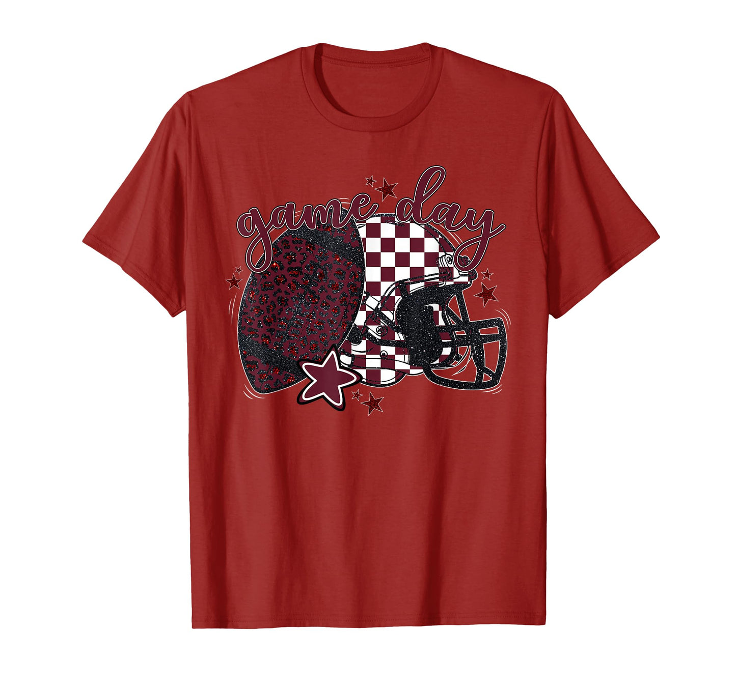 Maroon Leopard Game Day Football Touchdown Season Men Boys T-Shirt