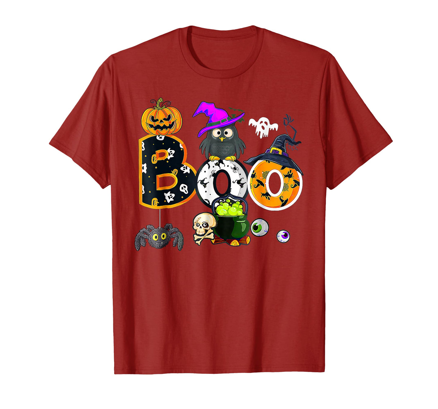 Boo Creepy Owl Pumpkin Ghost Halloween T-Shirt