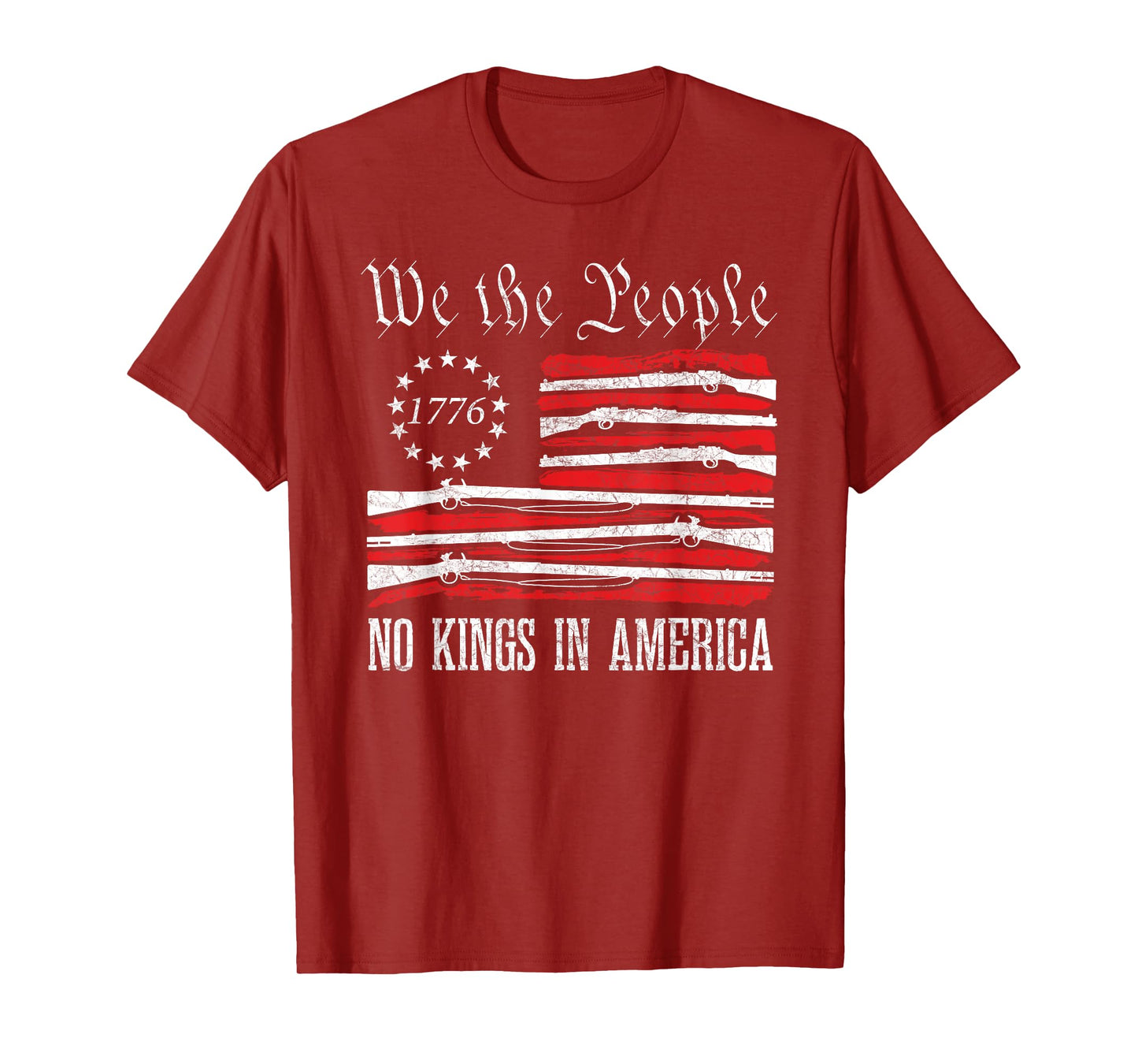 No Kings in America Vintage USA Flag Patriotic No Kings T-Shirt